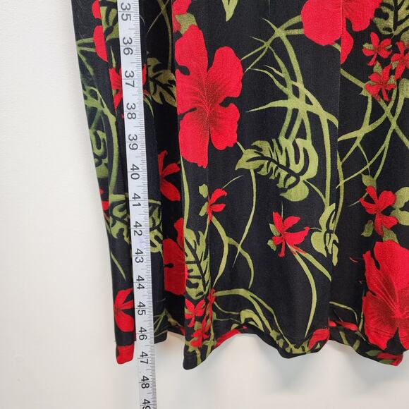 Vintage Dark Romantic Shift Dress Size L Black Red Very Stretchy Slinky Knit - Picture 7 of 9